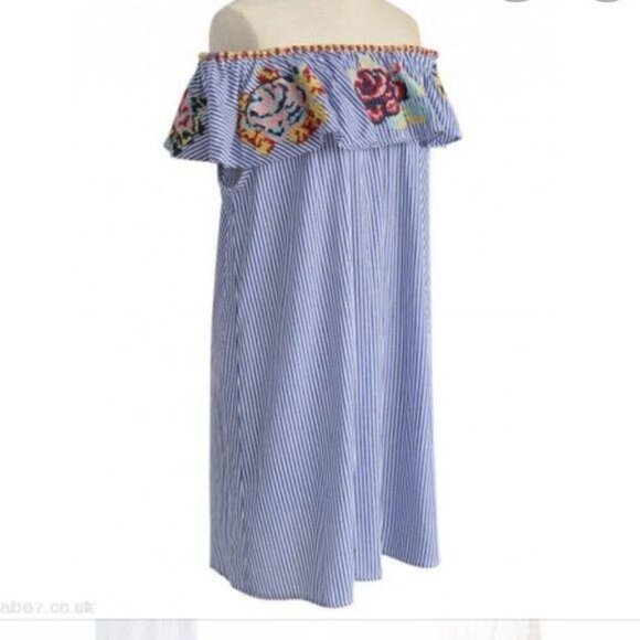 Chicwish Off the Shoulder Embroidered Dress Medium - Picture 2 of 7